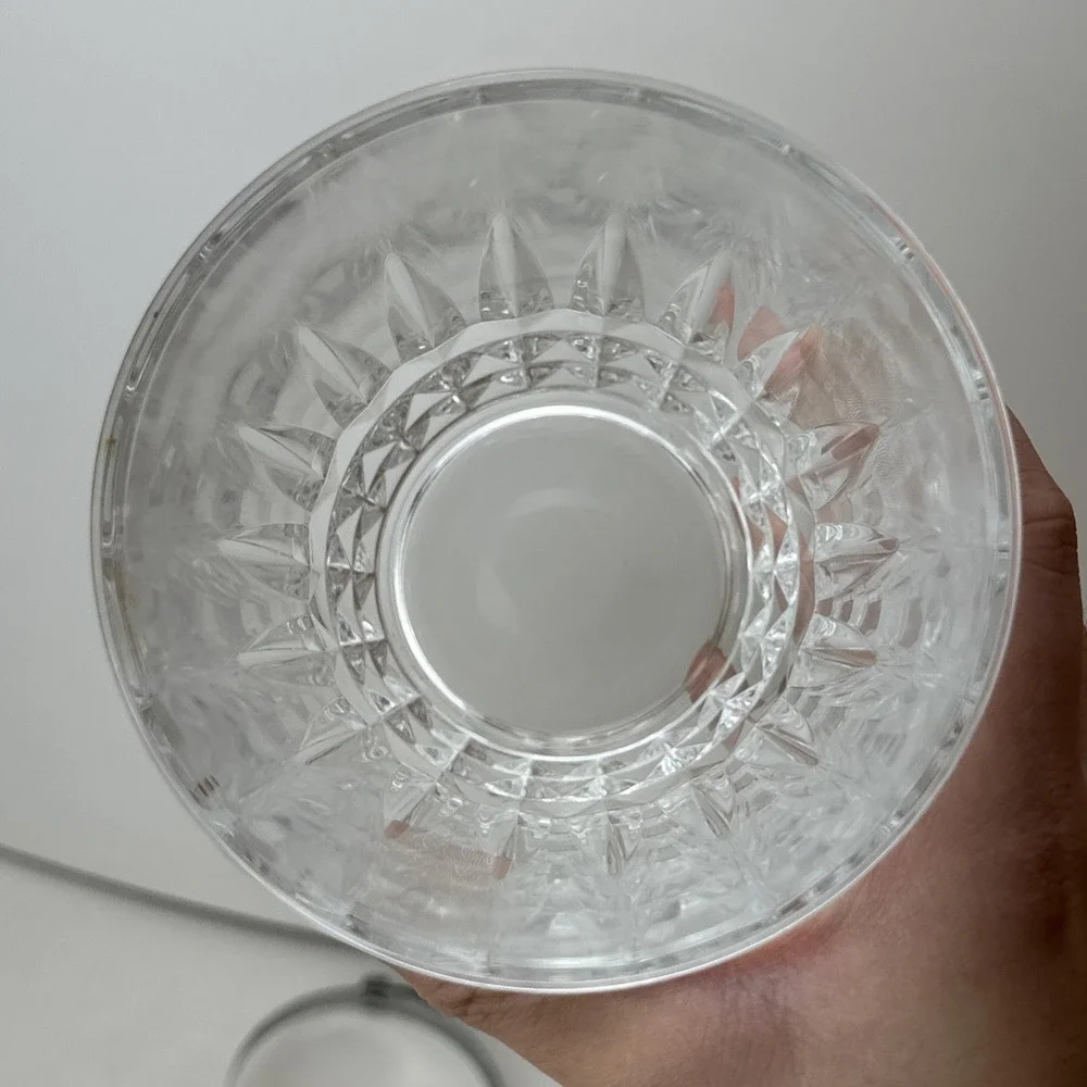 Vintage French Crystal D'Arques Glass Ice Bucket Clear Chrome Handle 5